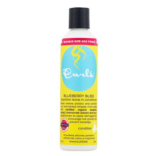 Curls bottle front packaging showing label and 12 oz size for easy identification and benefit