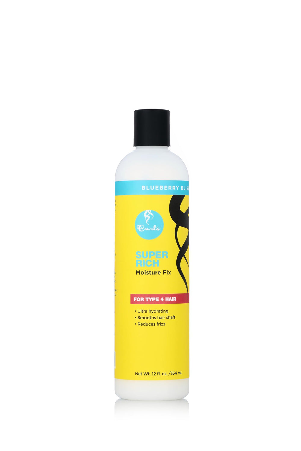 Curls Blueberry Bliss front packaging showing jar and branding with hydration benefit