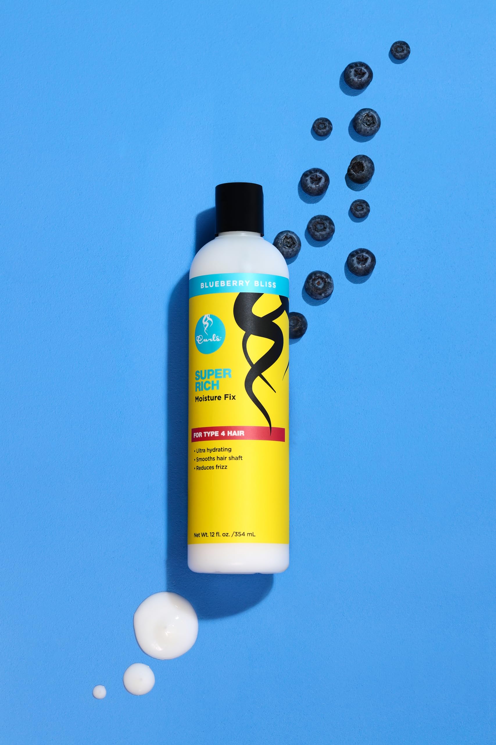 Curls Blueberry Bliss texture close-up highlighting creamy formula and slip benefit