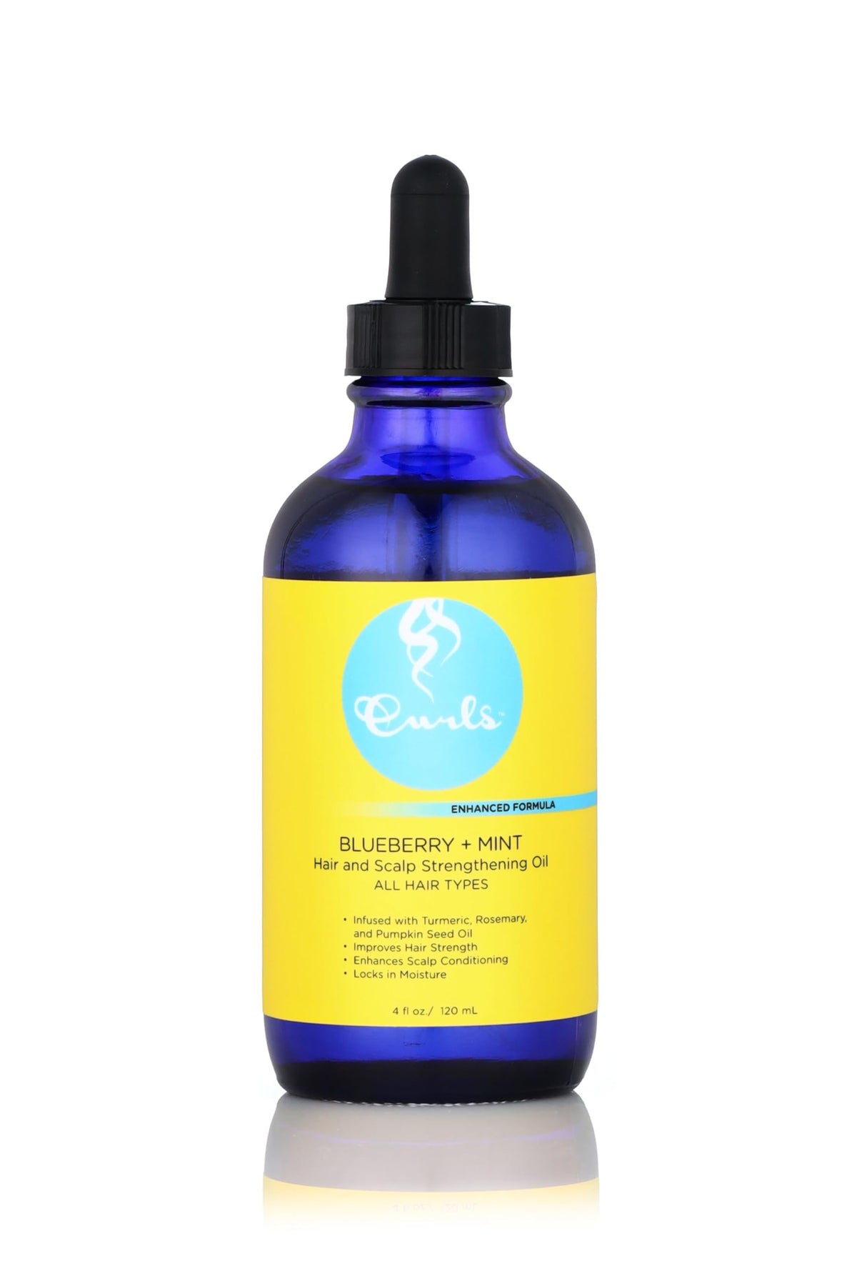 Curls Blueberry Bliss front bottle view showing label and benefits