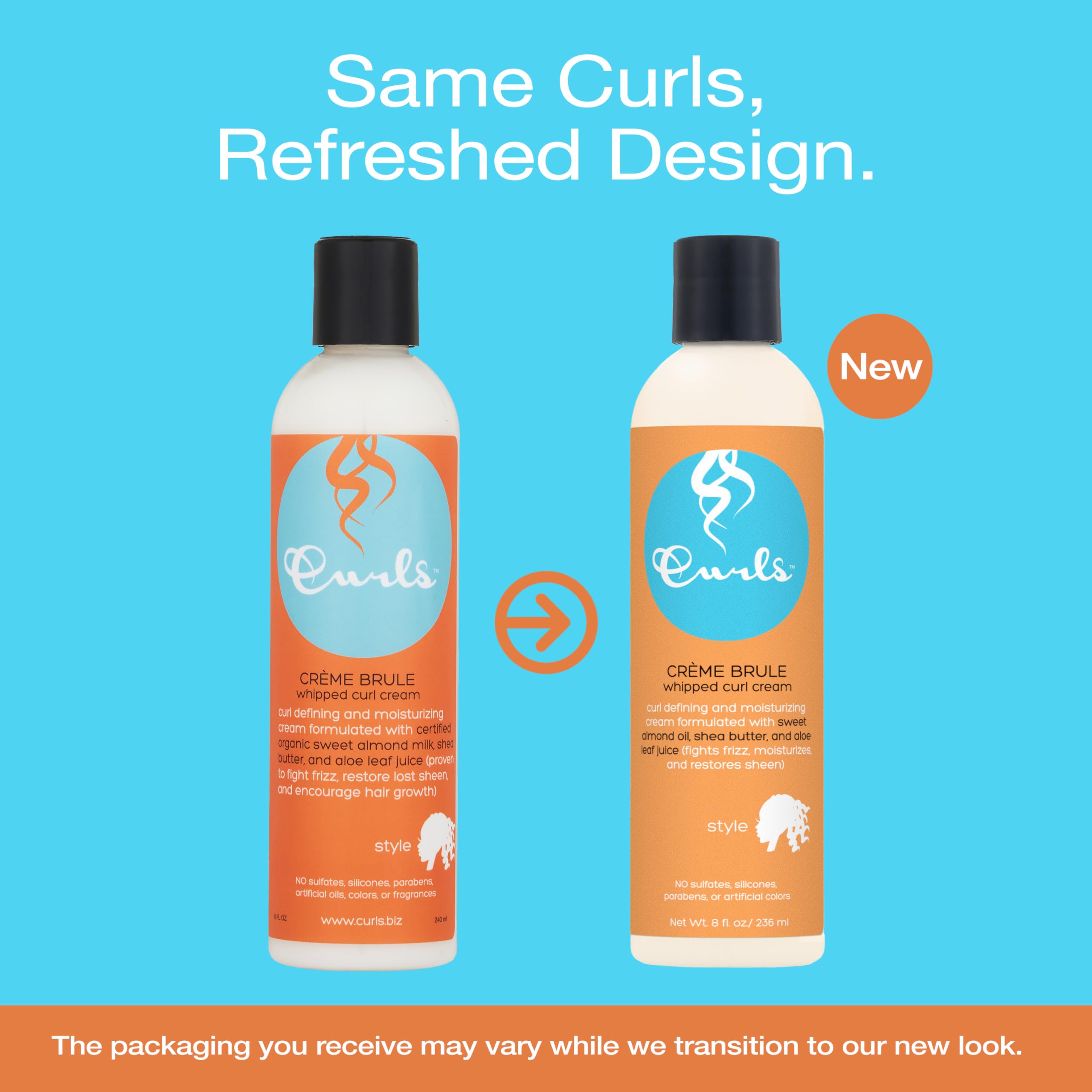 Curls crème brule whipped texture closeup demonstrating creamy finish and curl definition