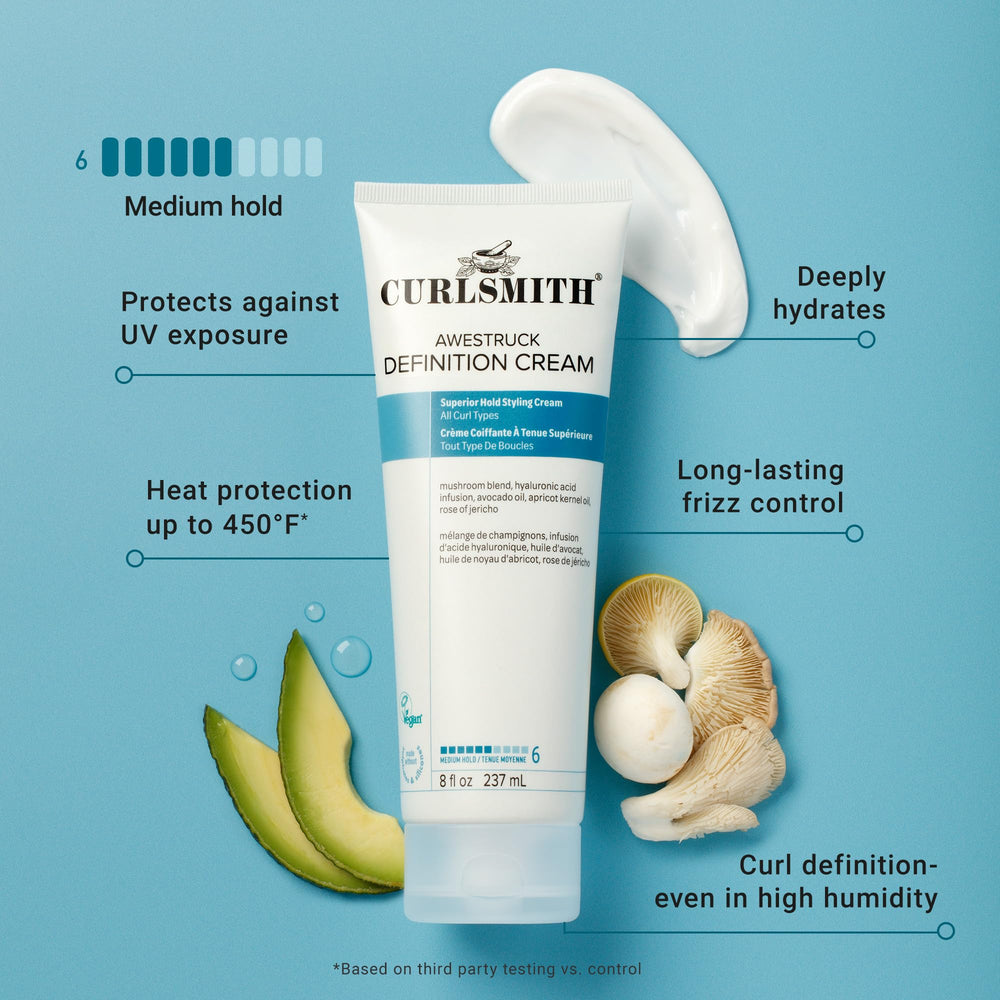 CURLSMITH cream texture close-up showing smooth gel-in-oil consistency for easy spread