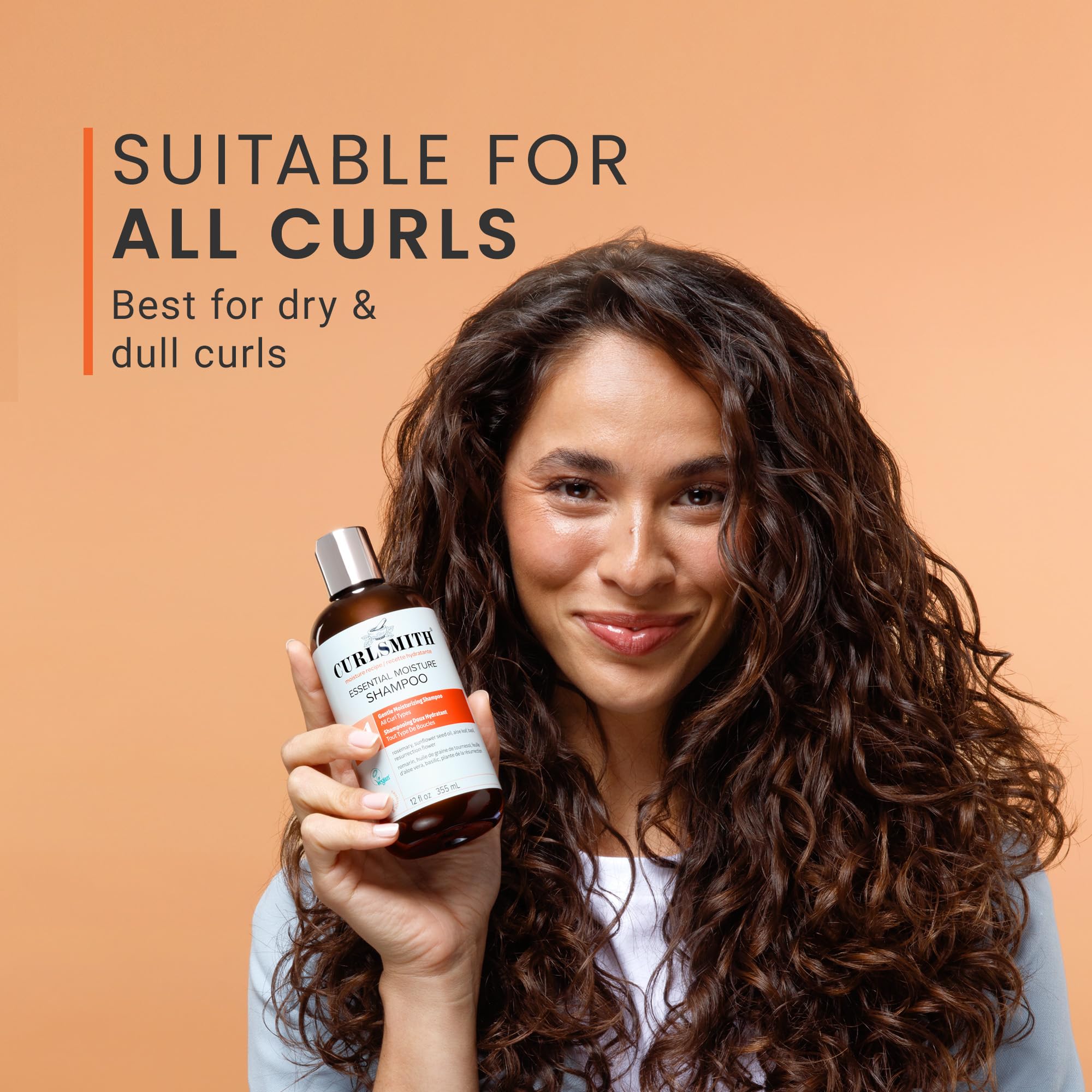 CURLSMITH before and after curls comparison showing improved definition and bounce
