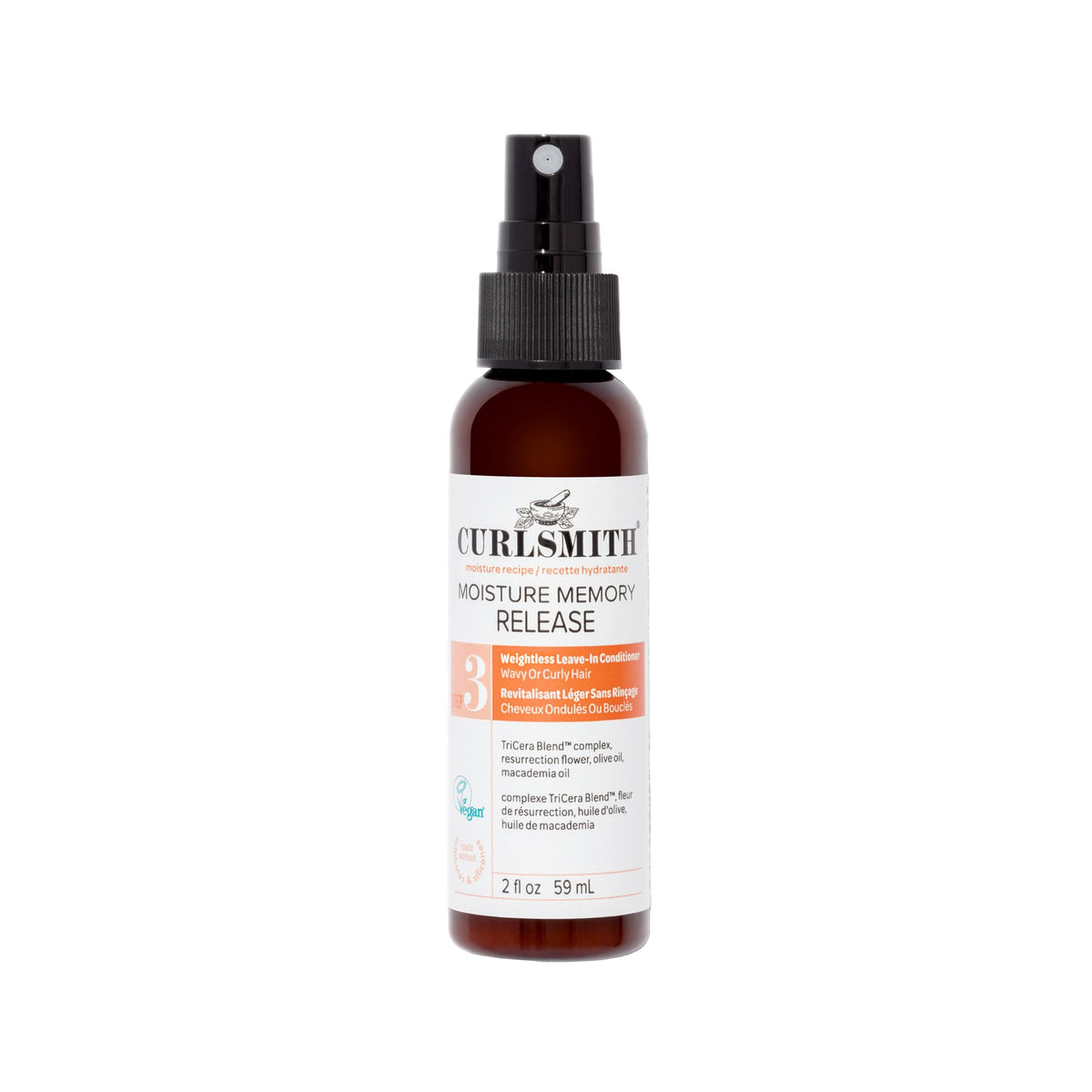 CURLSMITH bottle front showing Moisture Memory Release for lightweight hydration