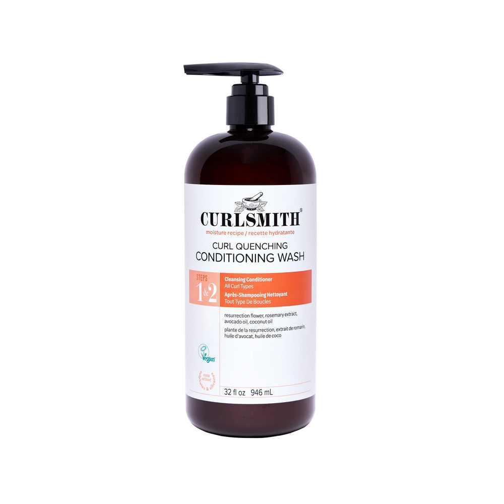 Curlsmith front bottle showing product and easy dispensing benefit