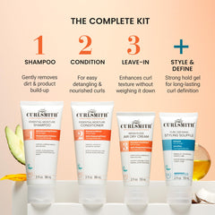 CURLSMITH Essential Moisture Shampoo close-up bottle, gentle cleansing benefit