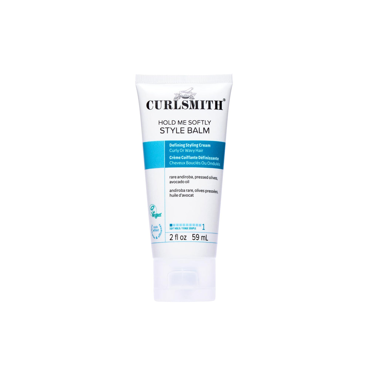 CURLSMITH product front packaging showing soft-hold benefits