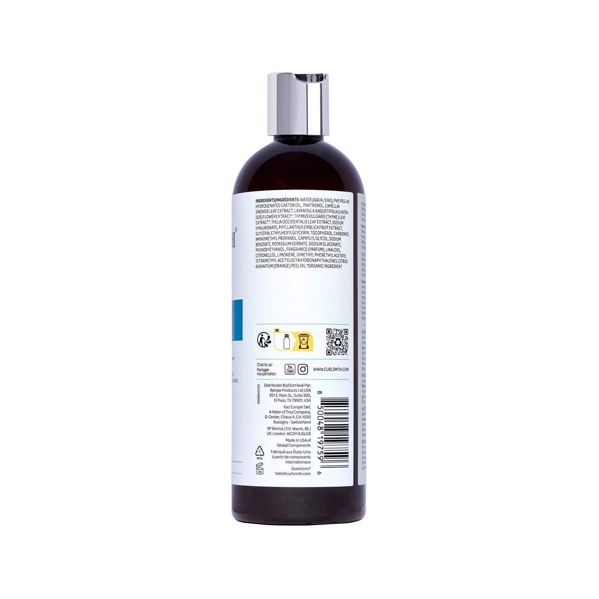 CURLSMITH lavender and green tea botanicals highlighting soothing benefits