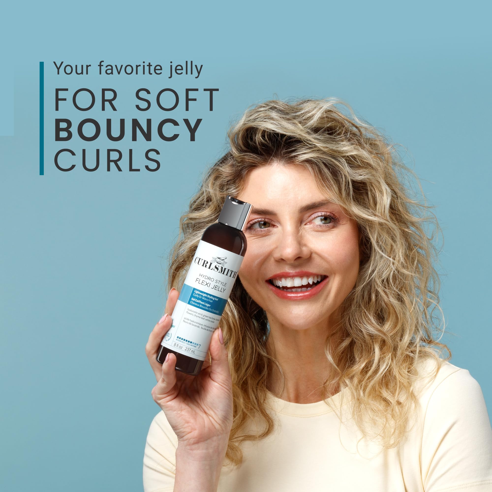 CURLSMITH after styling curly hair showing defined bouncy curls