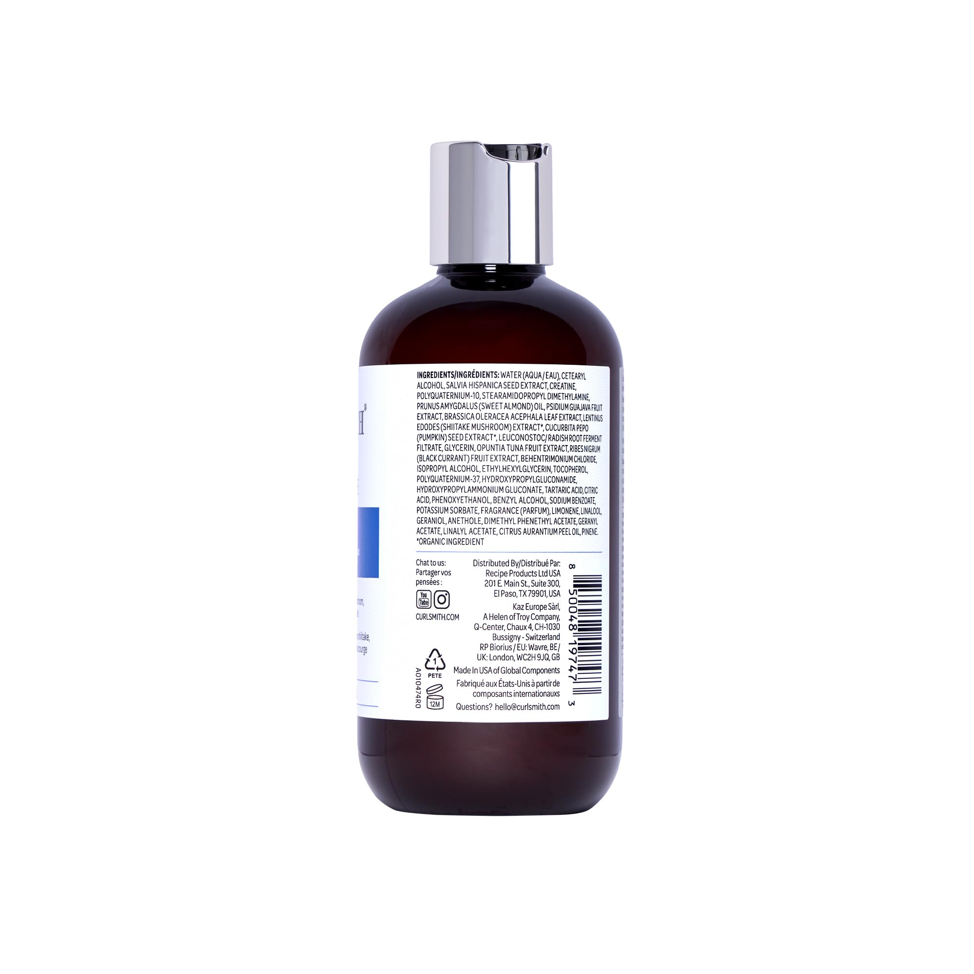 CURLSMITH on bathroom shelf in lifestyle setting for routine
