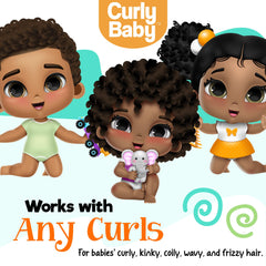 CurlyBaby lifestyle shot of child smiling showcasing nourished, manageable curls