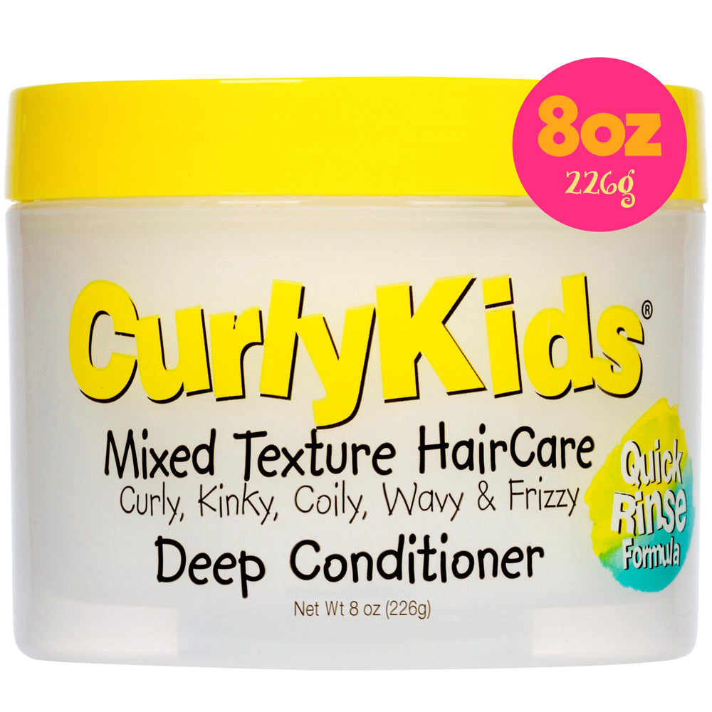 CurlyKids front packaging showing 8oz bottle and gentle formula benefits