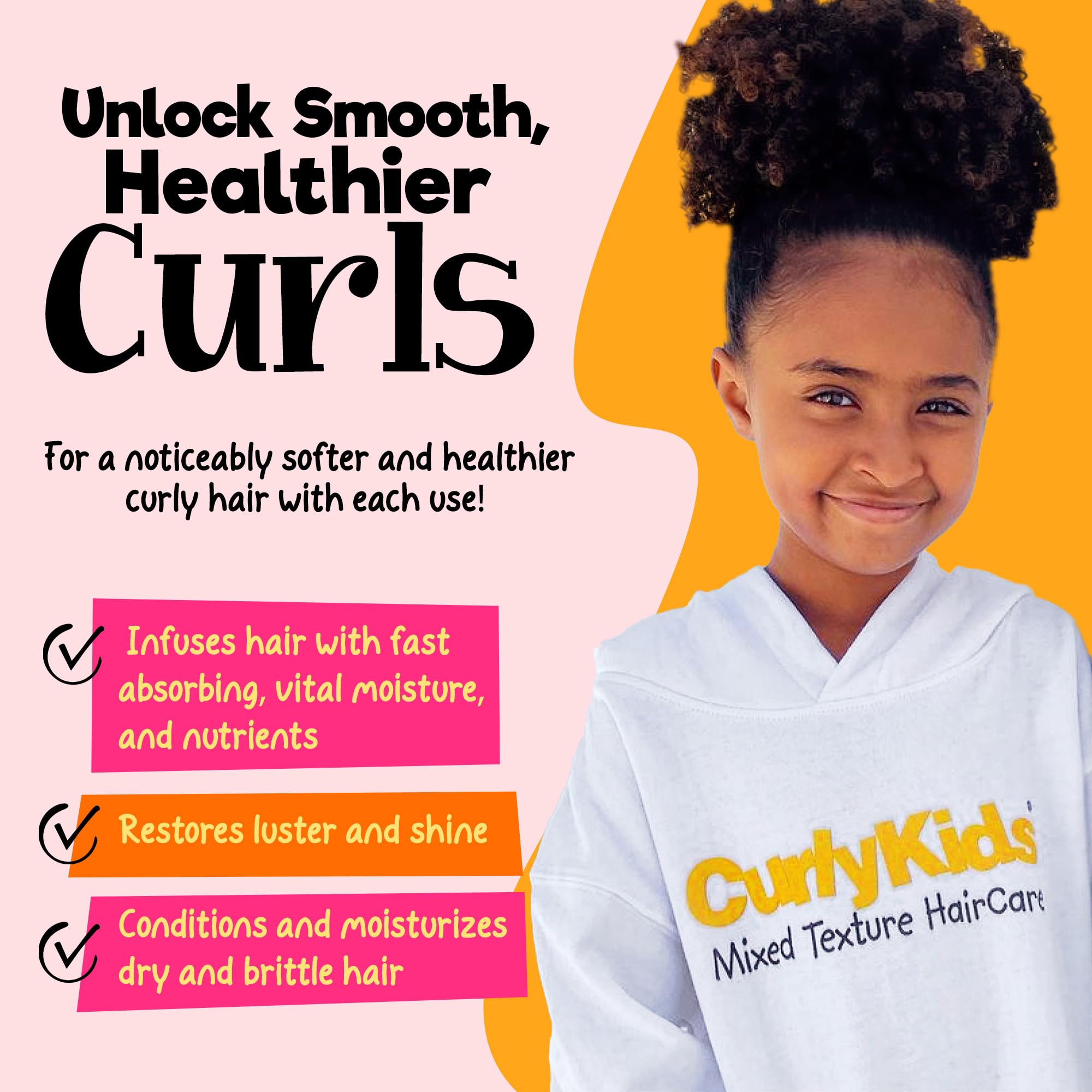 CurlyKids conditioner texture close-up highlighting lightweight slip
