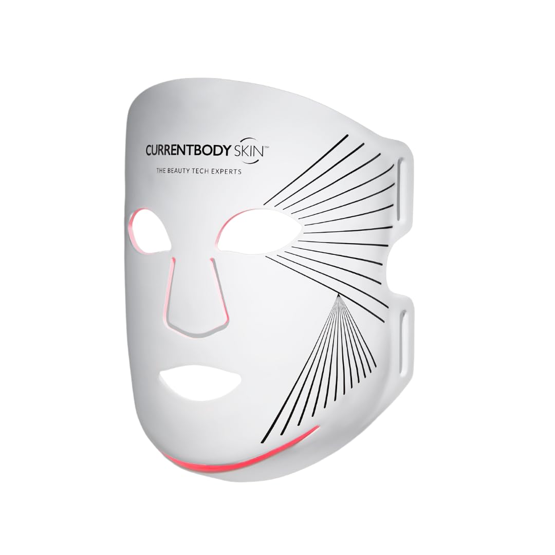 CurrentBody mask front view showing full-face LED coverage and clear benefit