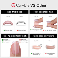 CurvLife kit with glue tabs file and cuticle stick for easy application