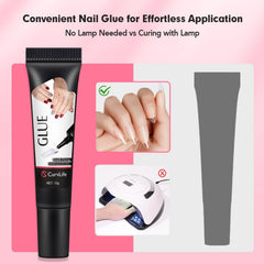 CurvLife application under press-on tip showing clean, accurate placement