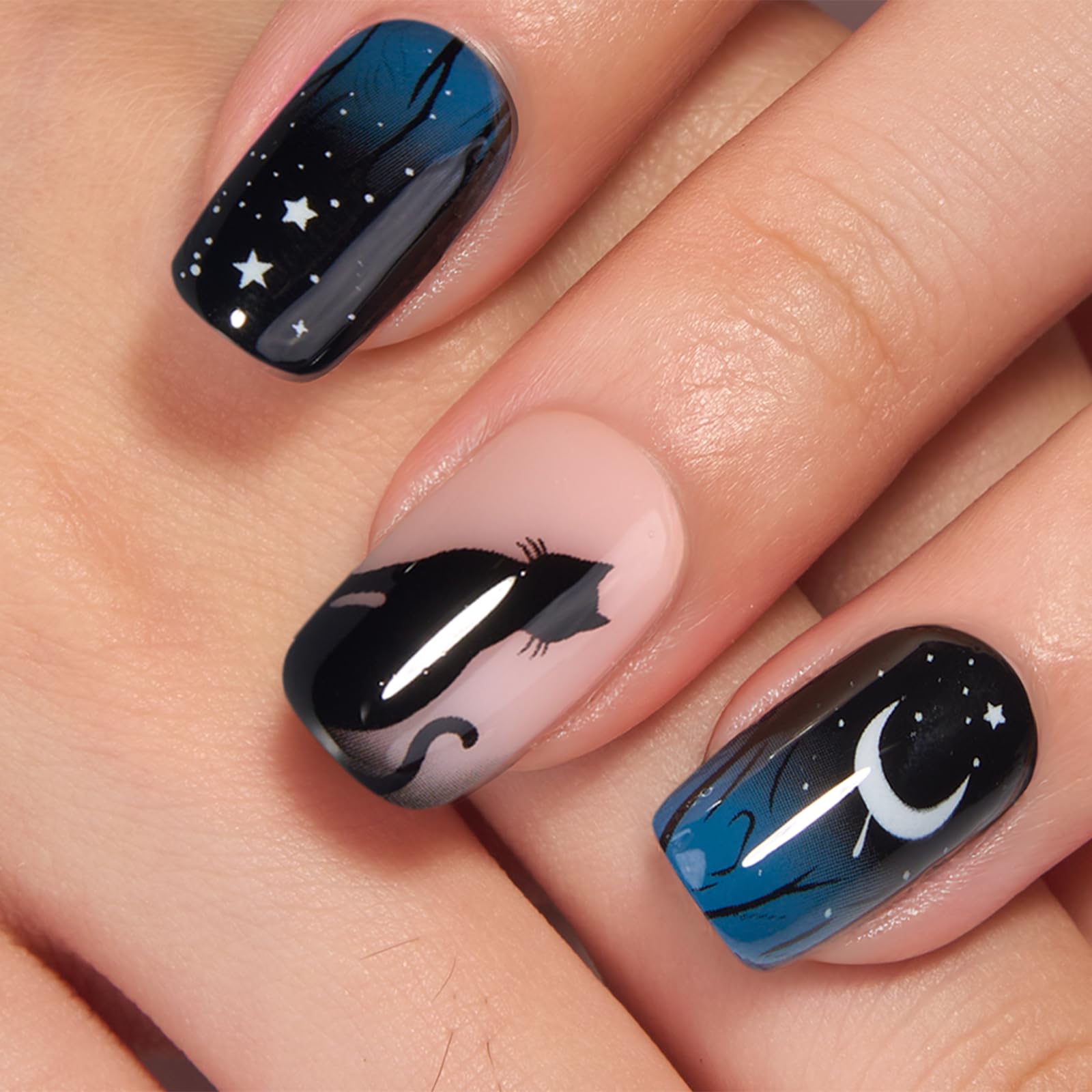 CurvLife nails applied on hands demonstrating medium square shape benefit: everyday comfort