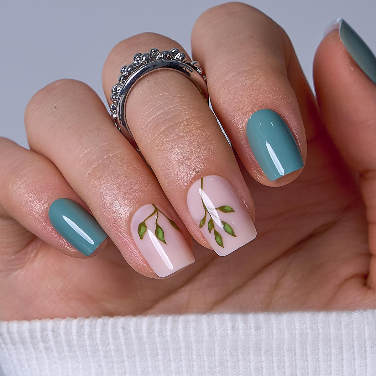 CurvLife front packaging showing bamboo green press-on nails and accessories for quick styling