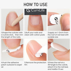 CurvLife CareHold Pro lifestyle desk scene with press-on nails ready for travel convenience