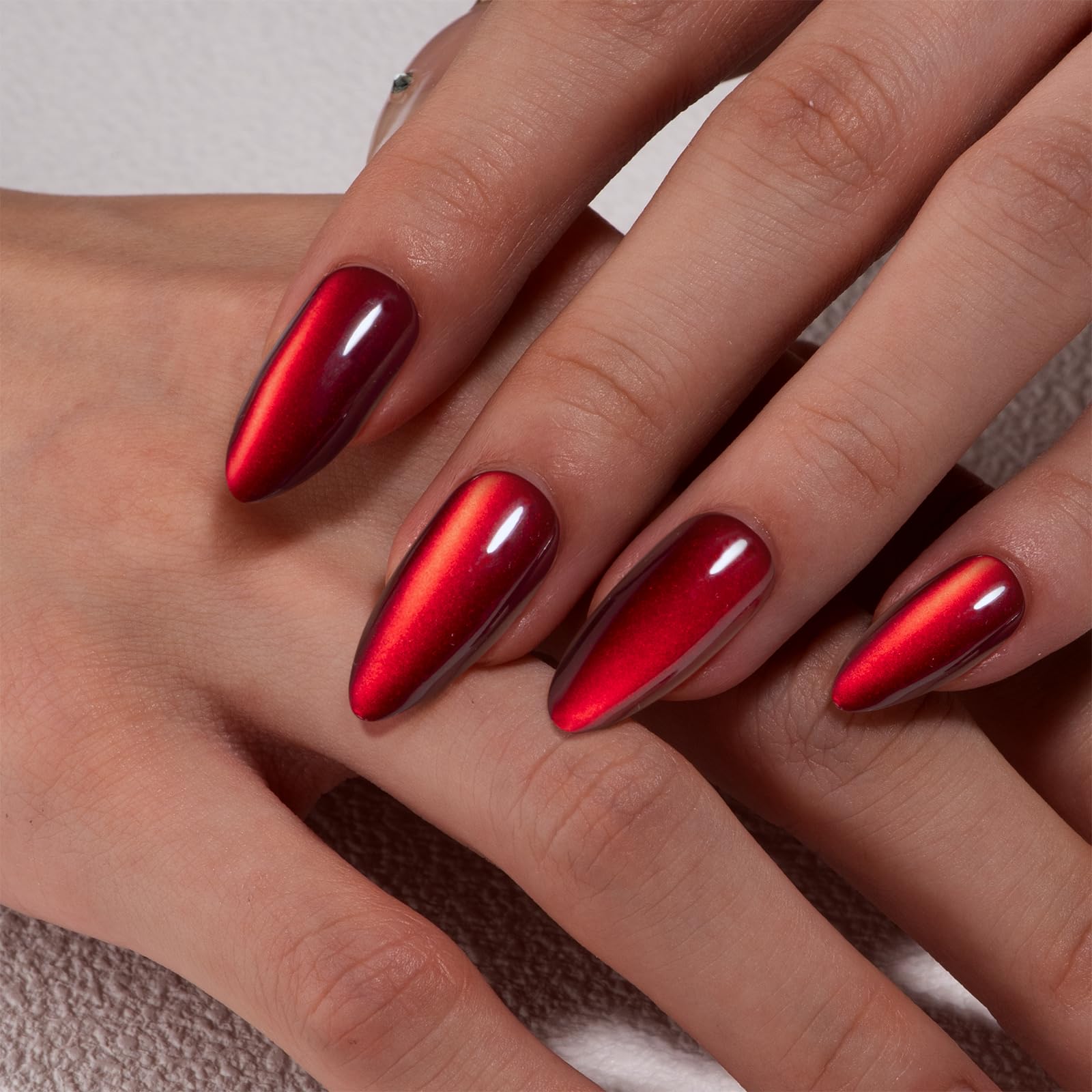 CurvLife close-up of almond-shaped nail showing smooth fit and flexibility