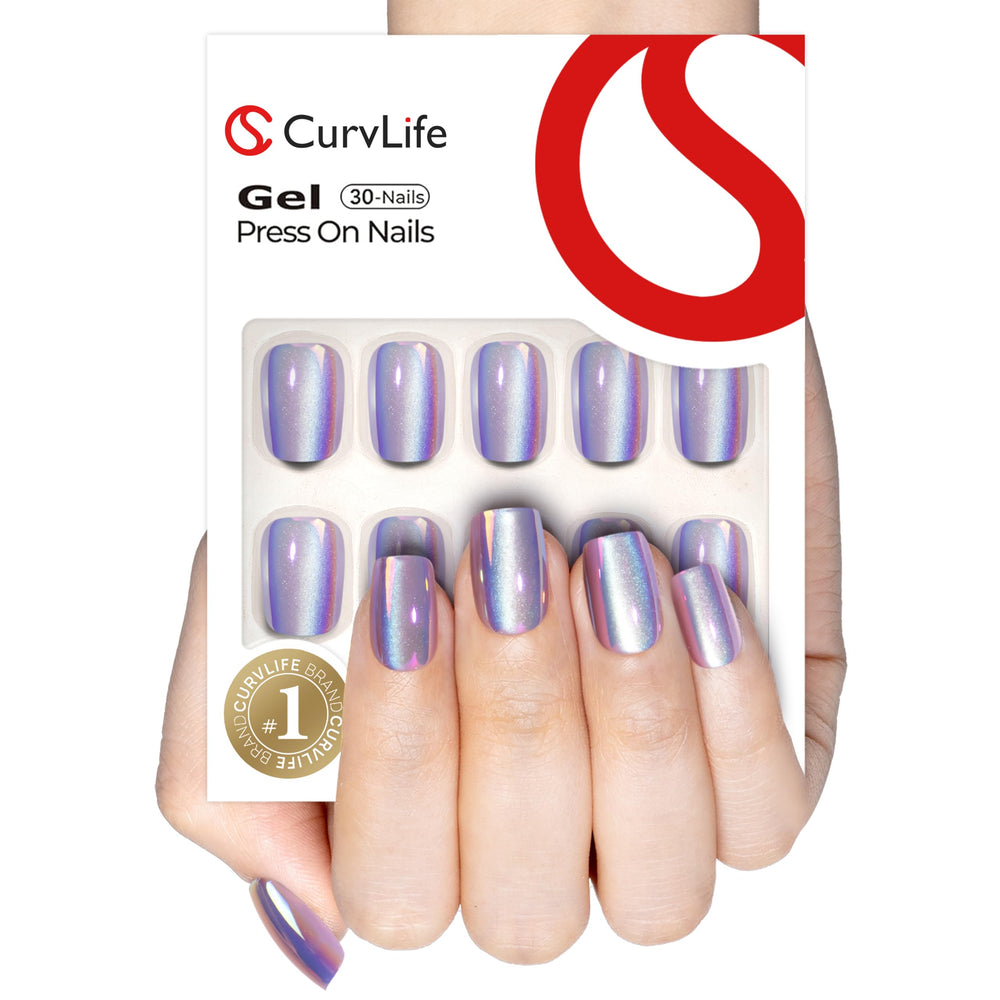 CurvLife close-up of purple chrome cat-eye texture delivering iridescent depth