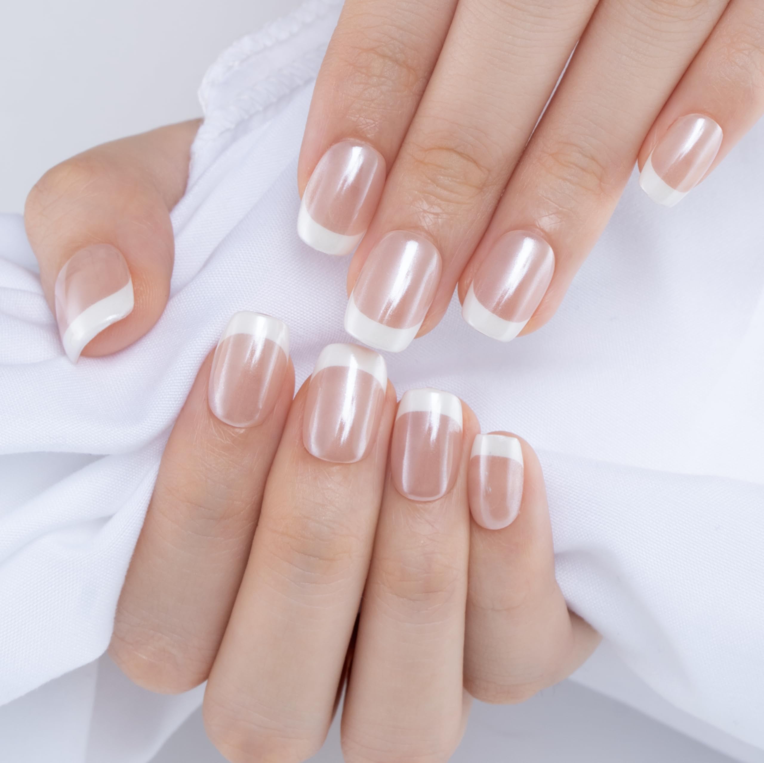 CurvLife close-up of French tip detail highlighting handmade gel finish for salon shine