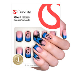 Curvlife sparkle ombre close-up showing glossy gel finish and shine