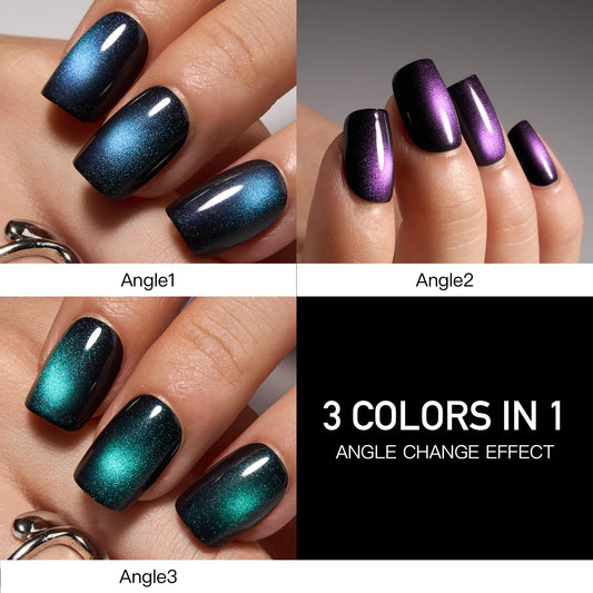 CurvLife close-up showing three-angle cat-eye pigment detail benefit: vivid color shift