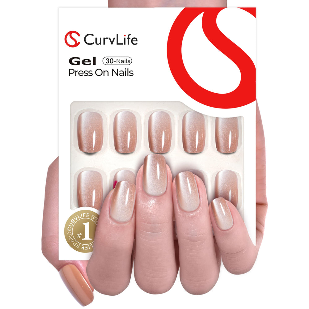 CurvLife close-up of cat-eye shimmer detail highlighting glossy gel-polish depth and shimmer