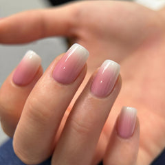 Curvlife close-up of ivory gradient texture highlighting handmade gel polish finish and durability
