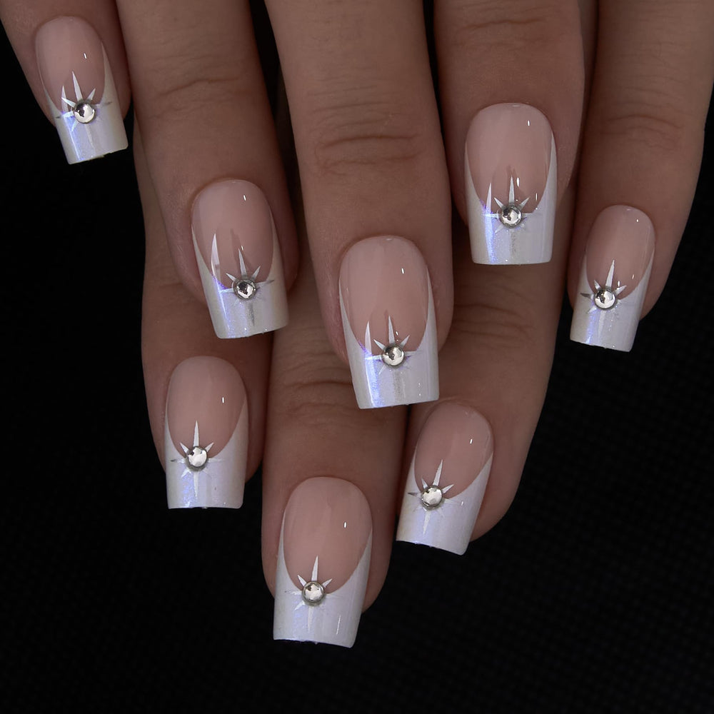 CurvLife close-up of pearl French tip detail highlighting salon-grade finish