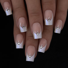 CurvLife close-up of pearl French tip detail highlighting salon-grade finish