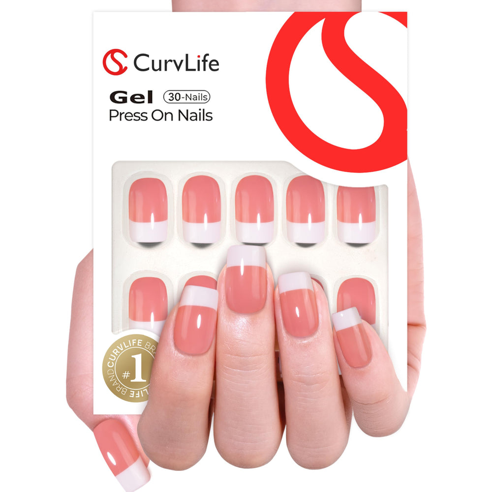 CurvLife close-up of soft gel texture and French tip detail for comfortable natural feel