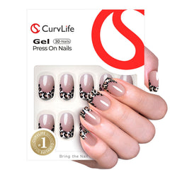 CurvLife close-up of glossy apricot French tip highlighting salon-like shine