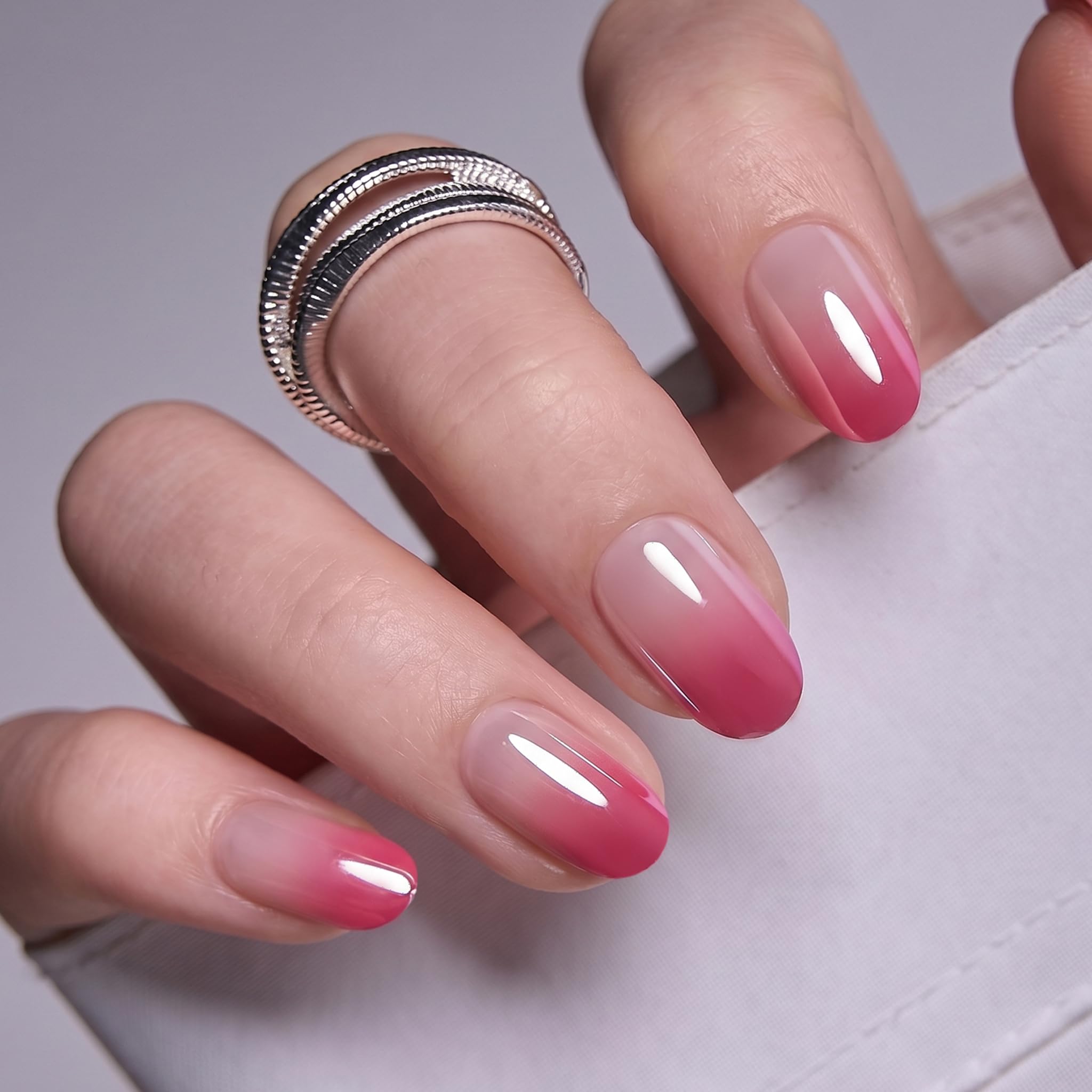 CurvLife Dew Blush close-up of glossy soft-gel finish showcasing salon shine