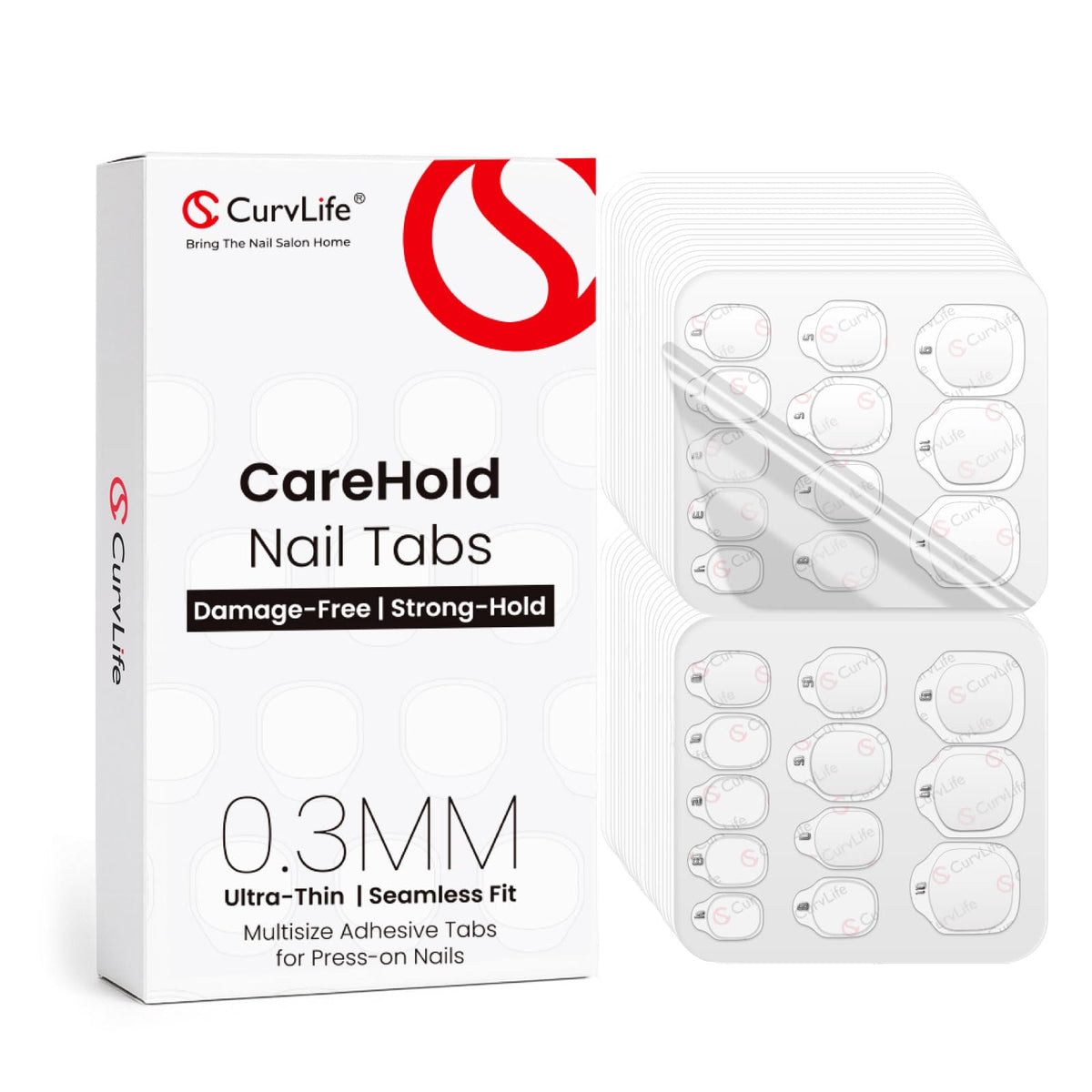 CurvLife front packaging showing CareHold tabs and benefits