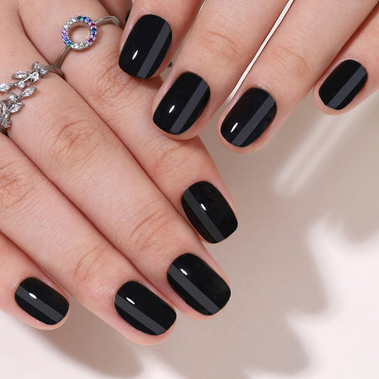 CurvLife front packaging showing elegant black press on nails and kit benefits
