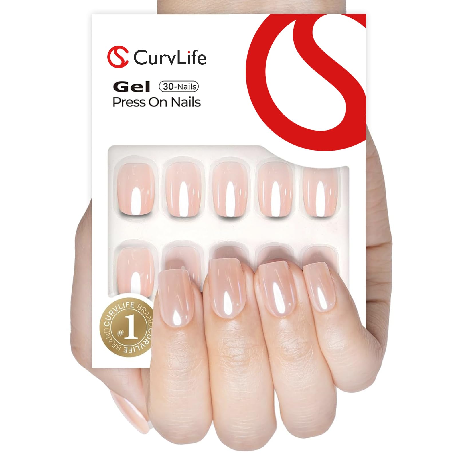 CurvLife front packaging showing mirror pink nails and kit benefits