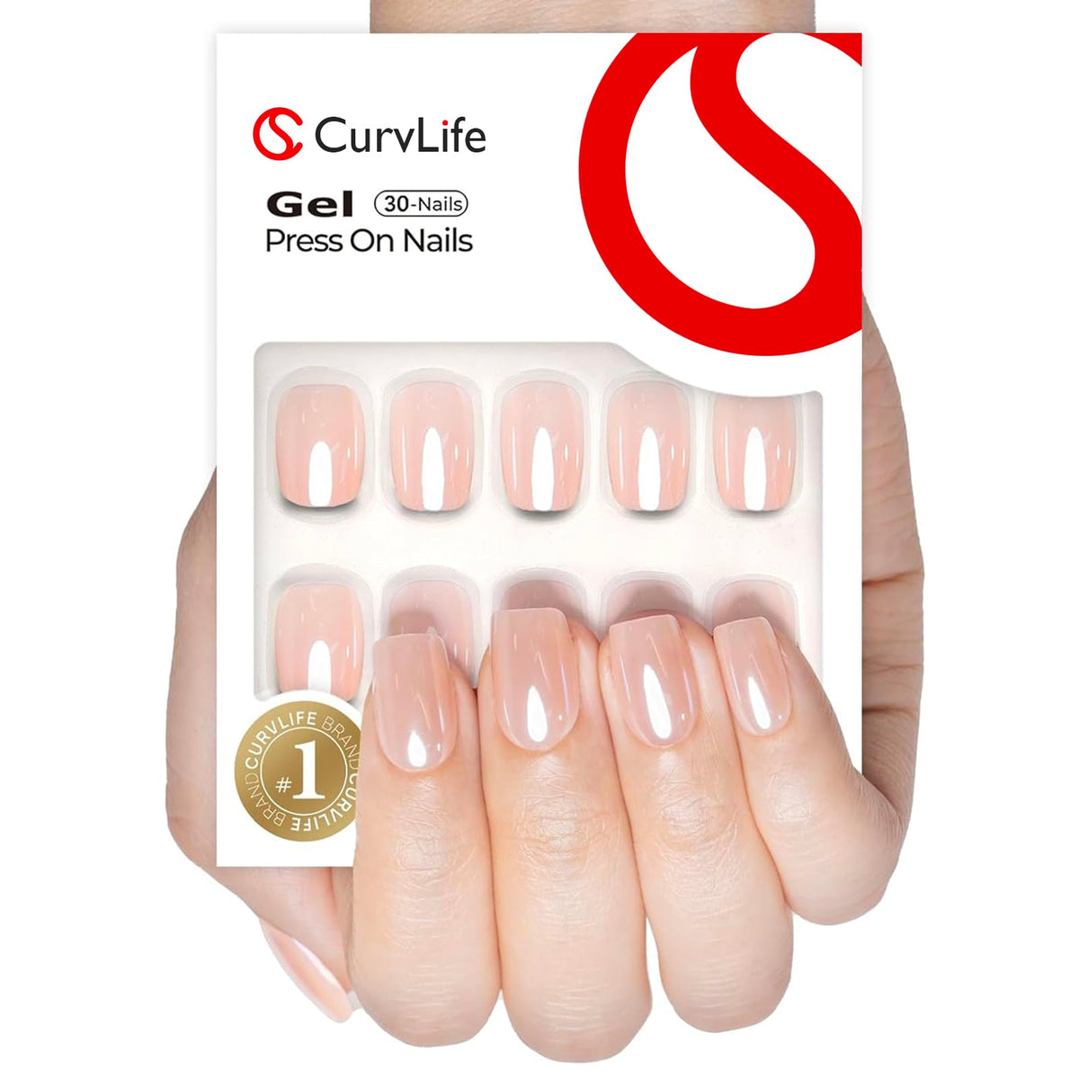 CurvLife front packaging showing mirror pink nails and kit benefits