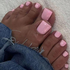 CurvLife front packaging showing 24 glossy French press-on toenails and accessories for quick pedicure
