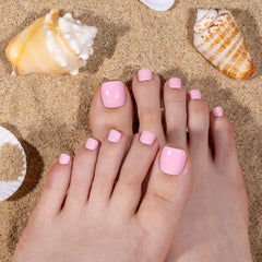 CurvLife front packaging showing glossy white French press-on toenails for quick salon look