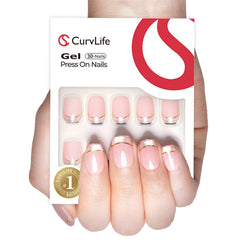 CurvLife front packaging showing glossy cat eye French nails and kit benefits