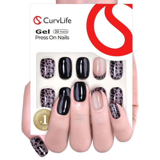 CurvLife front packaging showing full press-on nail set and branding benefit ease