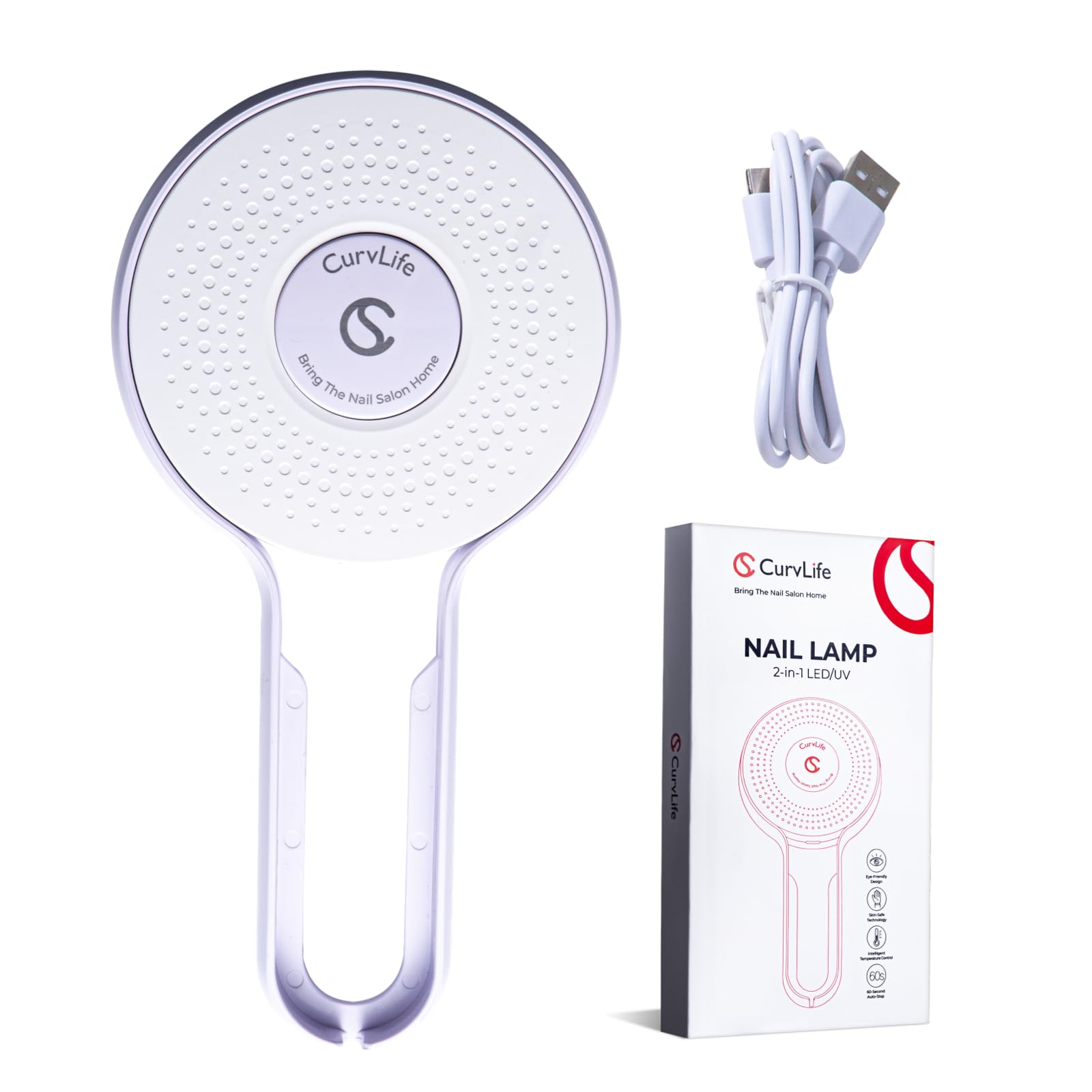 CurvLife front view lamp showing curing opening and controls for quick salon results