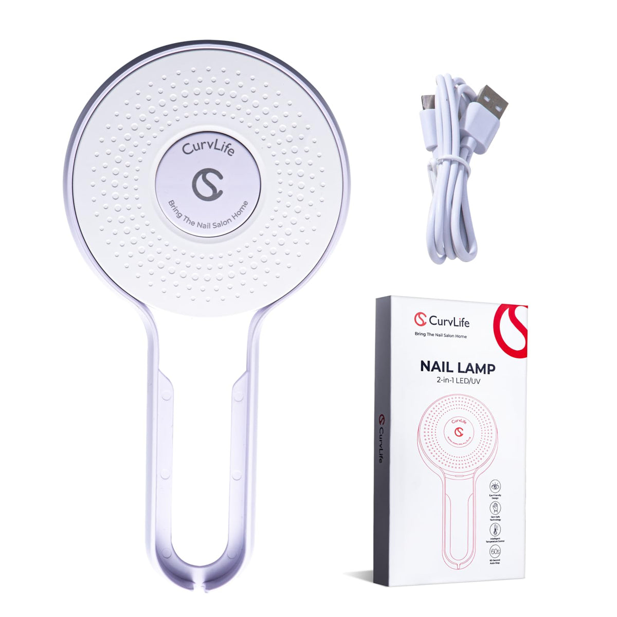 CurvLife front view lamp showing curing opening and controls for quick salon results