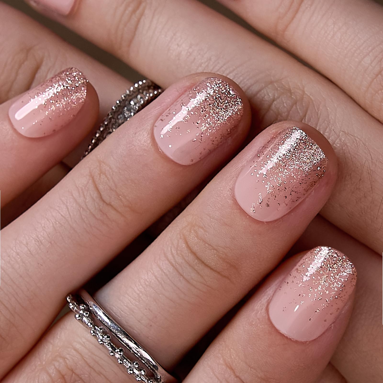 CurvLife close-up of glossy Golden Mist nail finish highlighting salon-quality shine