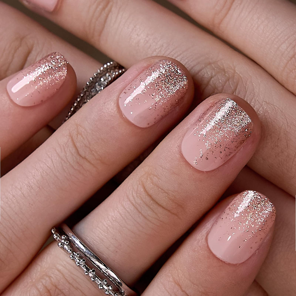 CurvLife close-up of glossy Golden Mist nail finish highlighting salon-quality shine