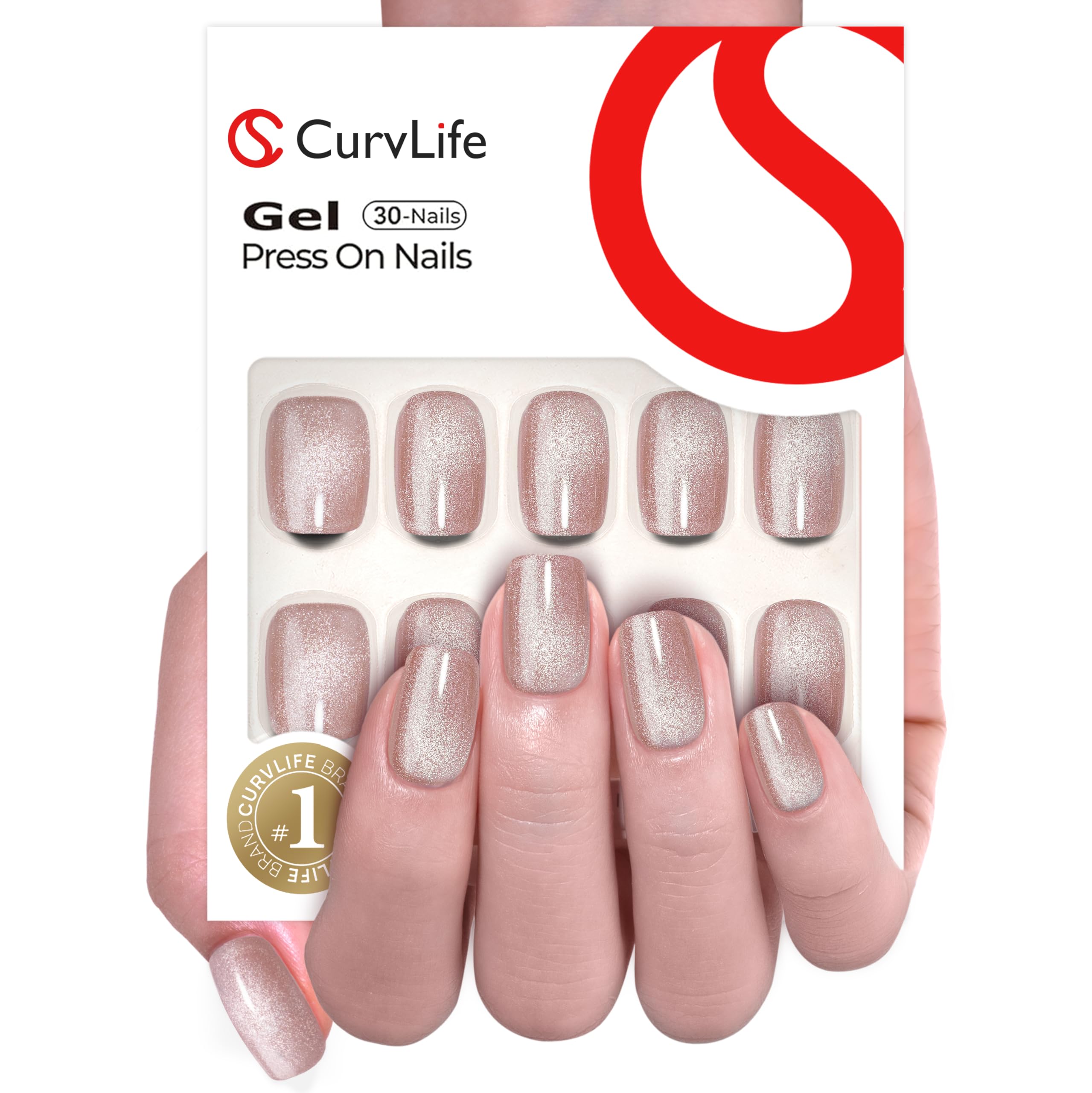CurvLife nails in hand to show scale, demonstrates short comfortable length
