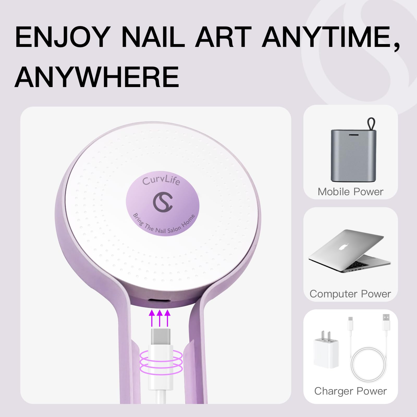 CurvLife in use during manicure curing gel polish fast for consistent finishes