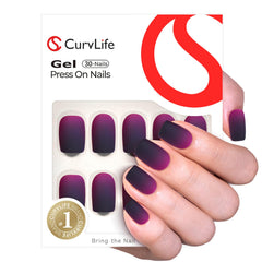 Curvlife close-up of frosted purple nail texture highlighting design detail